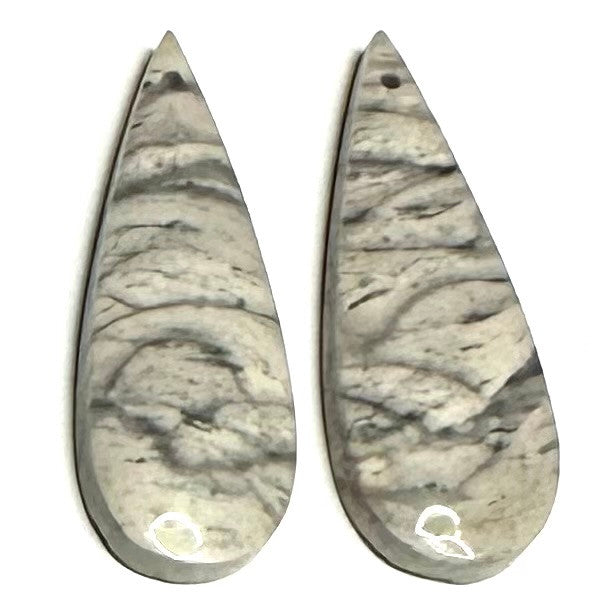 One of a Kind Zebra Jasper Earring/Pendant Pair-32 x 11mm
