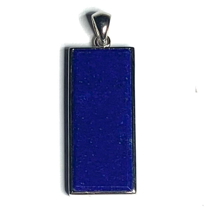 One of a Kind Lapis and Sterling Silver Beveled Edge Pendant-20 x 10mm-A+ Grade (SP4143)