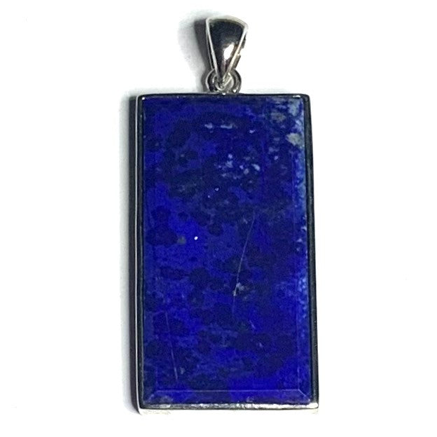 One of a Kind Lapis and Sterling Silver Beveled Edge Pendant-34 x 18mm-A+ Grade (SP4144)