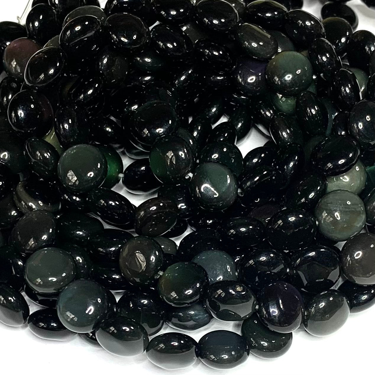 Rainbow Obsidian Polished Puffed Disc Beads-10mm-AAA Grade (SP4182)