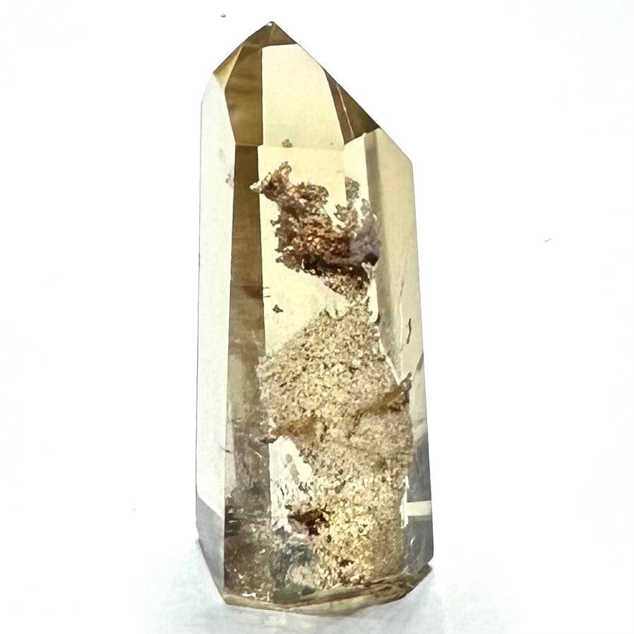 One of a Kind Smokey Garden Quartz with Rainbow Inclusions Mini Stone Tower- 1 1/2 x 1/2"