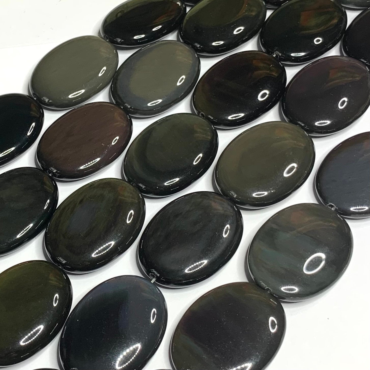 Rainbow Obsidian Polished Oval Beads-30 x 22mm-AAA Grade (SP4186)