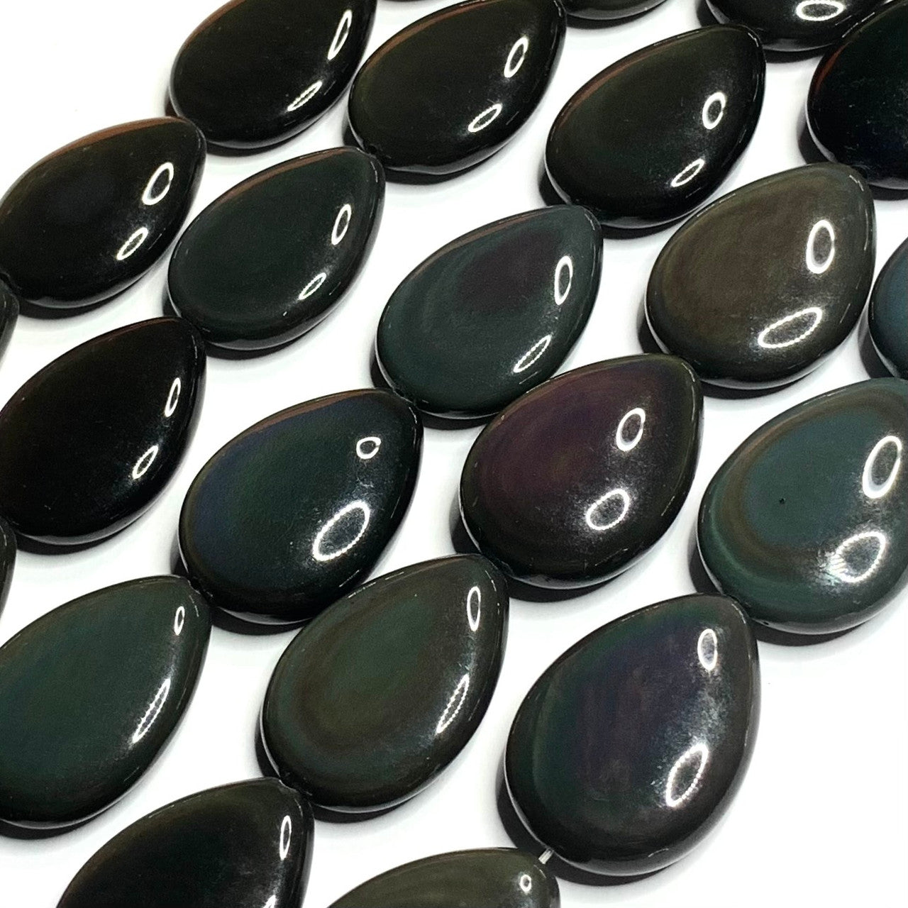 Rainbow Obsidian Polished Pear Shaped Beads-25 x 18mm-AAA Grade (SP4187)