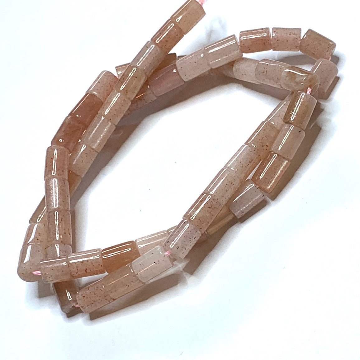 Polished Peach Moonstone Tube Beads-6 x 7mm (SP3301)