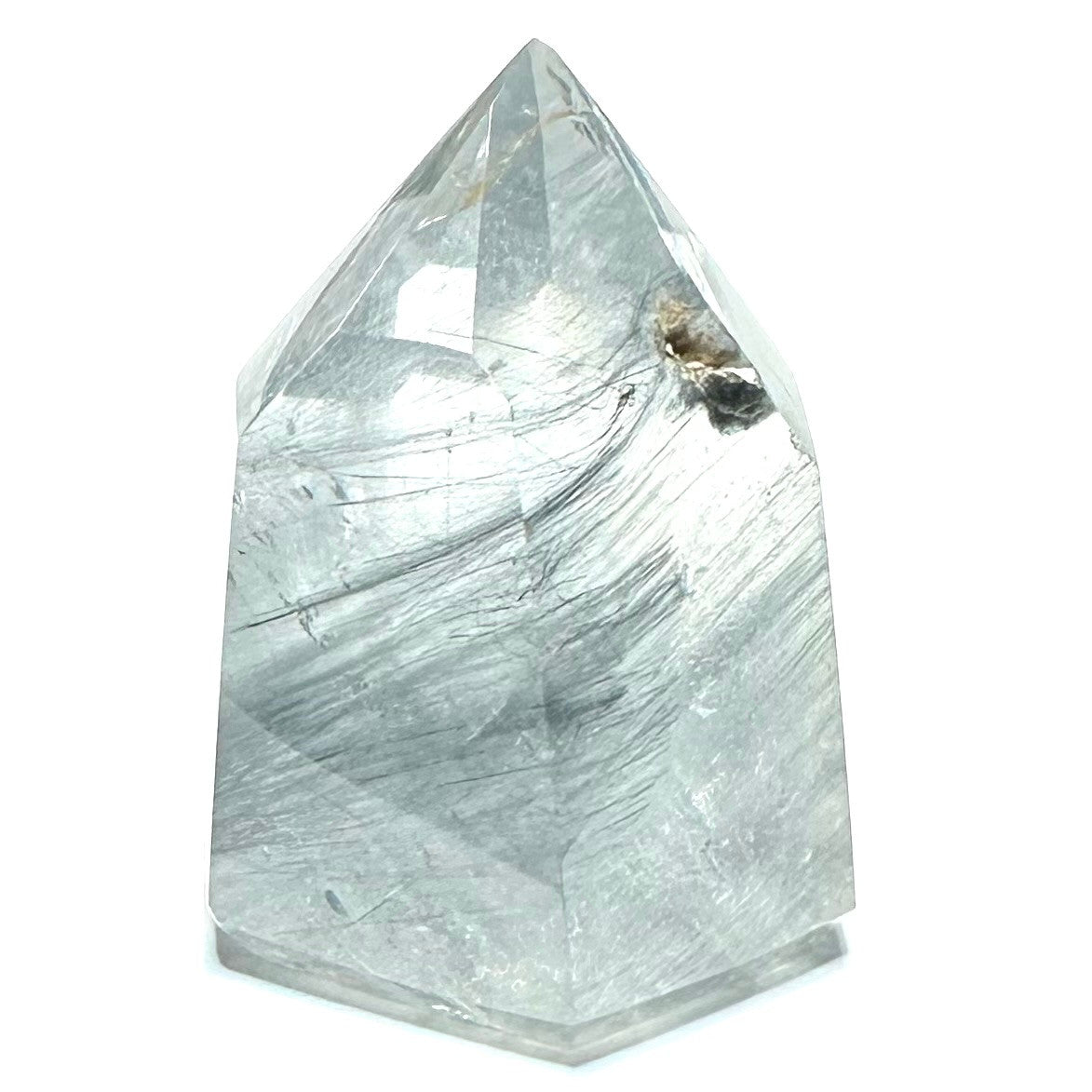 One of a Kind Blue Tara Quartz with Rainbow Inclusions Tower Stone-1 3/4 x 1 1/2"