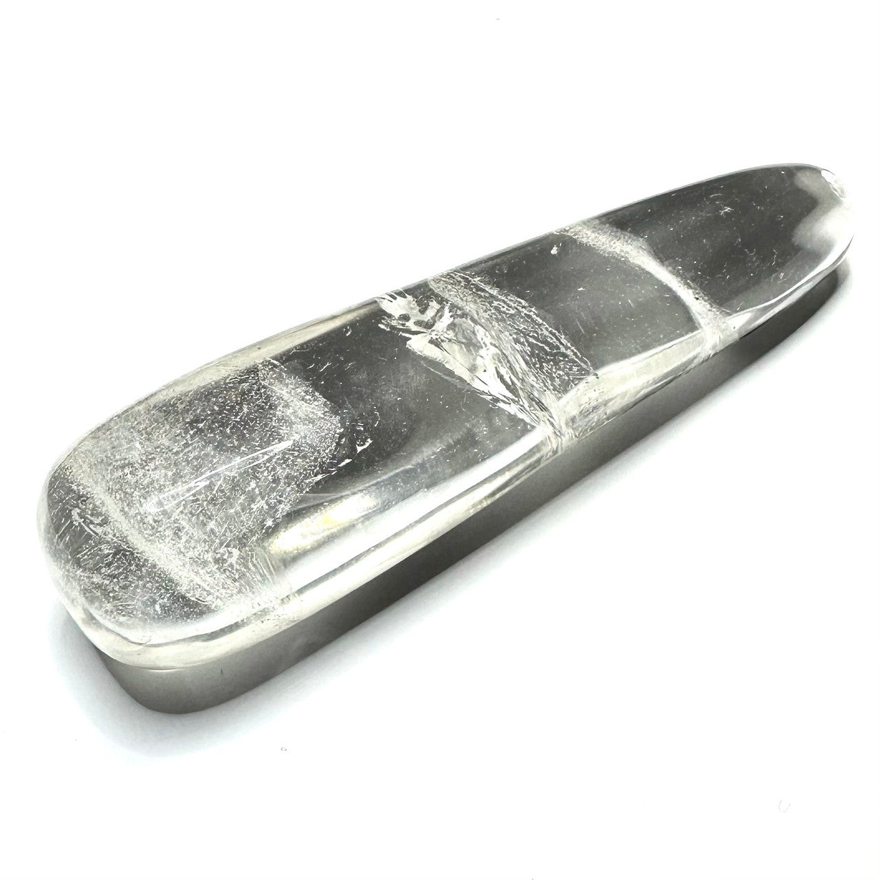 One of a Kind Carved Crystal Quartz with Rainbow Inclusions Wand-4 1/4 x 1 1/4"