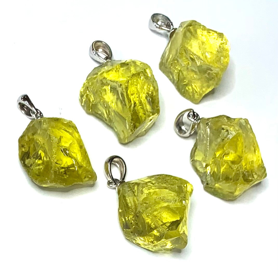 Freeform Lemon Quartz and Sterling Siver Pendants-20 x 16mm Avg.-A+ Grade (SP4227)