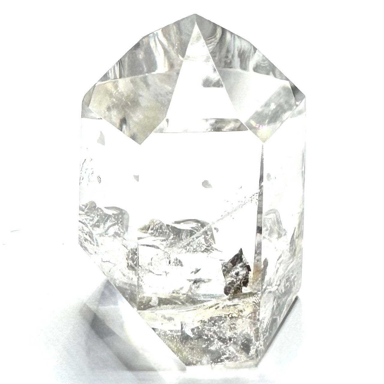 One of a Kind Manifestation Quartz Crystal with Rainbow Inclusions Tower Stone-1 3/4 x 1 1/4"