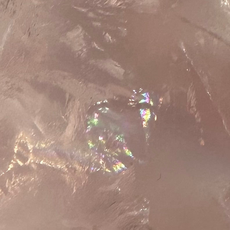 One of a Kind Rose Quartz with Rainbow Inclusions Freeform Stone-3 1/4 x 1 3/4"