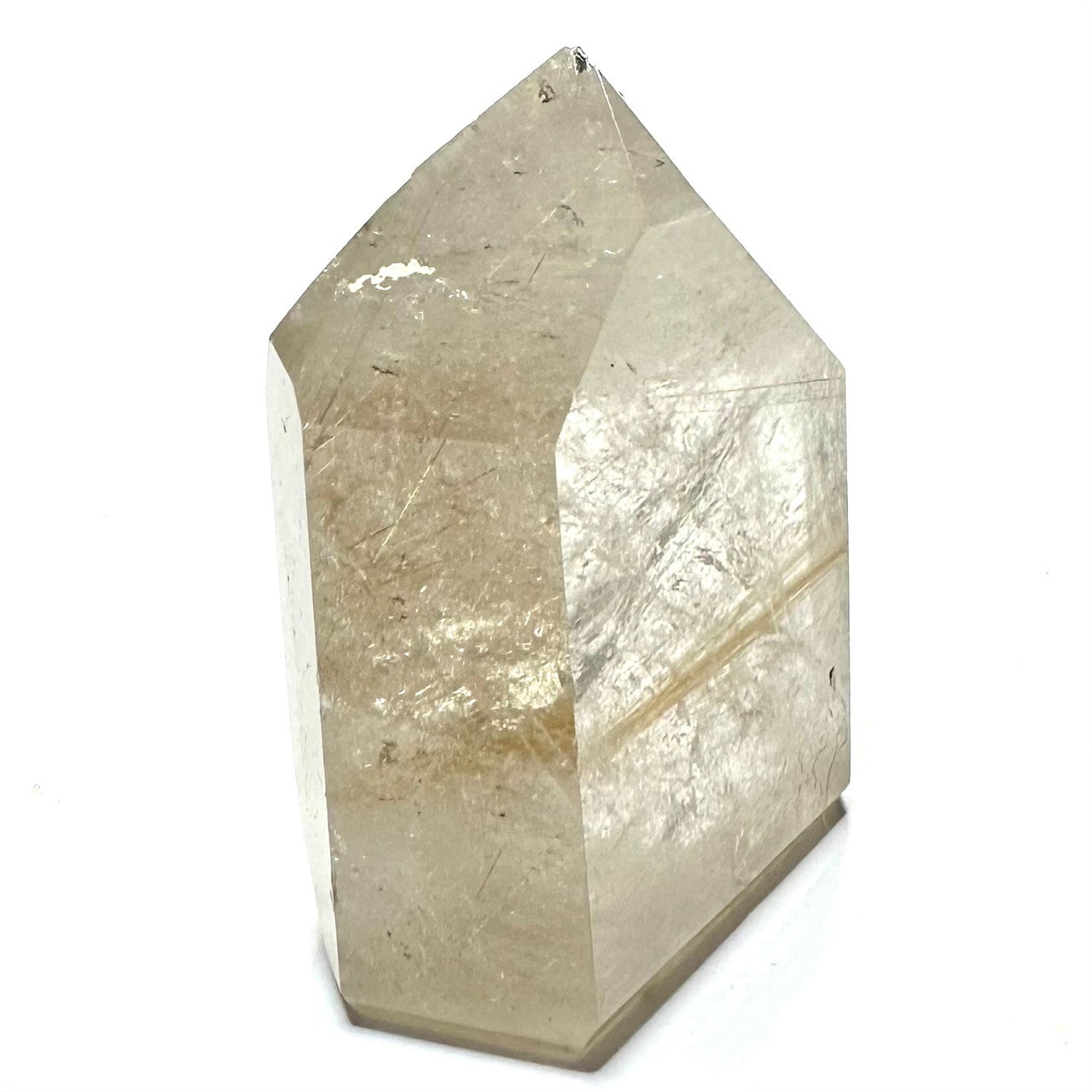 One of a Kind Rutilated Quartz Crystal with Rainbow Inclusions Tower-2 x 1 1/2"