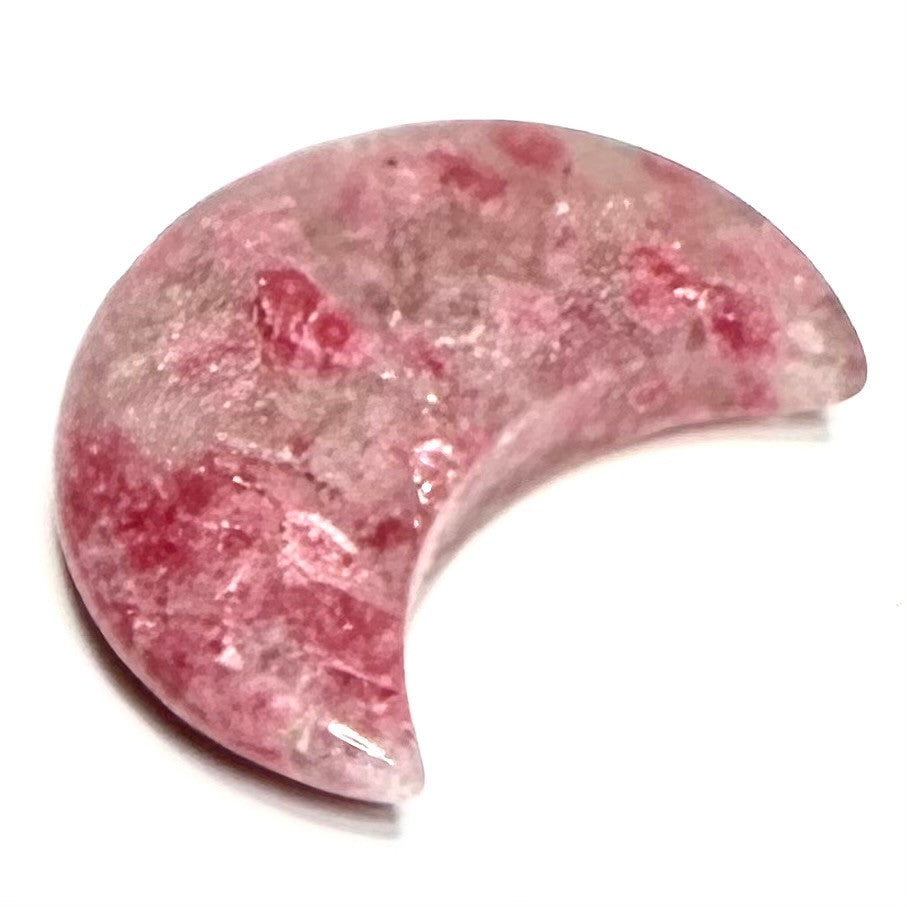 One of a Kind Rhodonite Carved Crescent Moon-2 x 1 3/4"