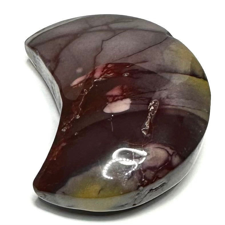 One of a Kind Mookaite Jasper Carved Crescent Moon-2 1/4 x 1 3/4"-NC7092