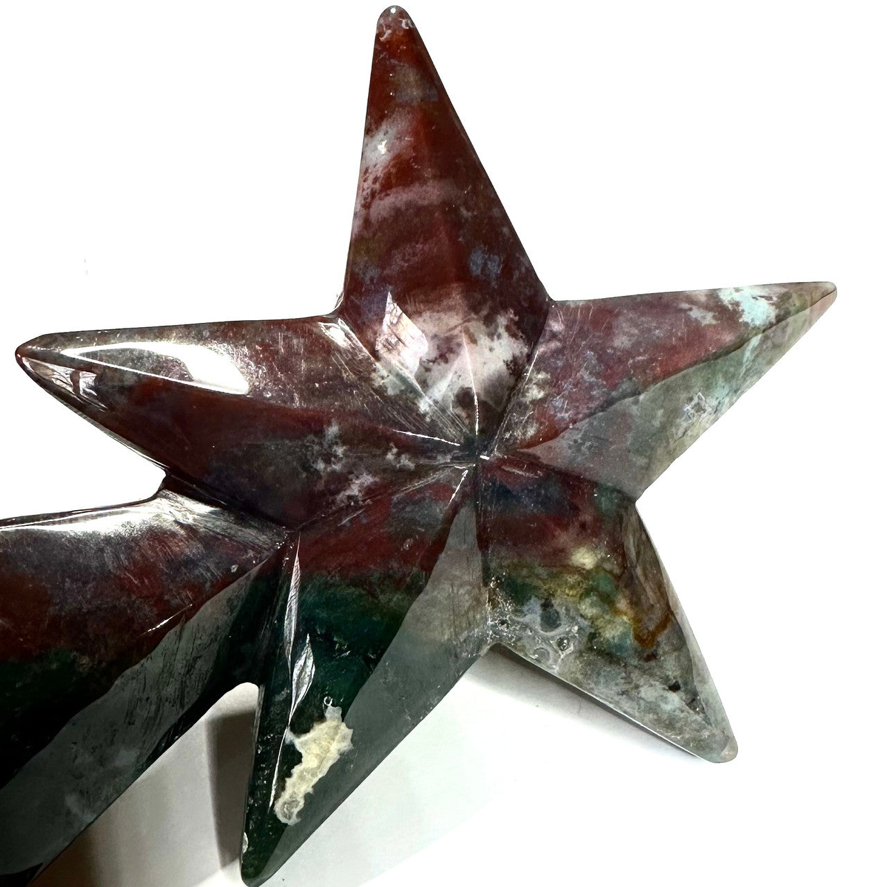 One of a Kind Ocean Jasper with Druzy Carved Gemstone Star-5 3/4 x 4"