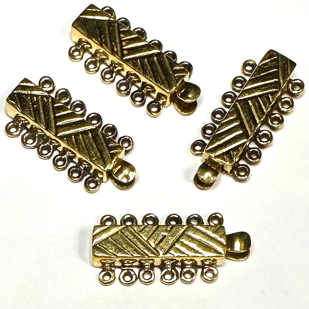 Brass Tribal Embossed 6-Strand Slider Clasp Closeout Lots-27 x 7mm