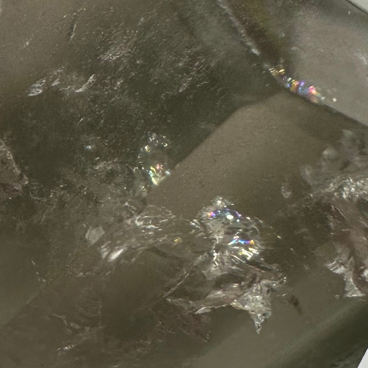 One of a Kind Phantom Green Chlorite Quartz with Rainbow Inclusions Tower-2 1/2 x 1"