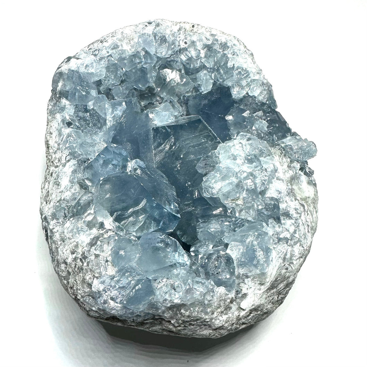 One of a Kind Blue Celestite with Rainbow Inclusions Crystal Cluster-4 1/2 x 4" (NC5728)