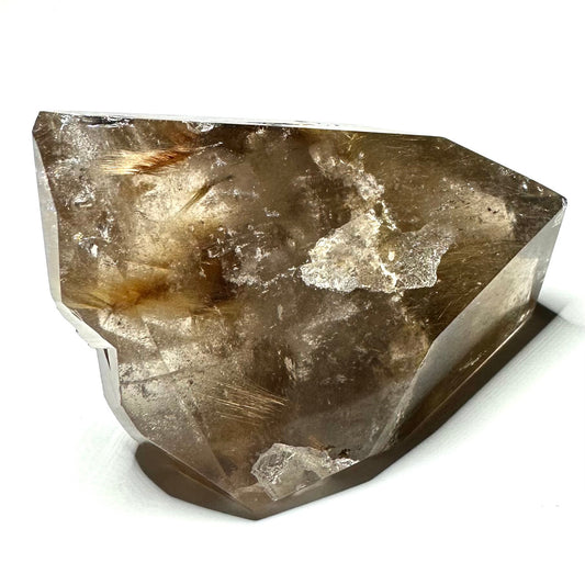 One of a Kind Rutilated Smokey Quartz with Rainbow Inclusions Freeform Stone-2 3/4 x 1 3/4"