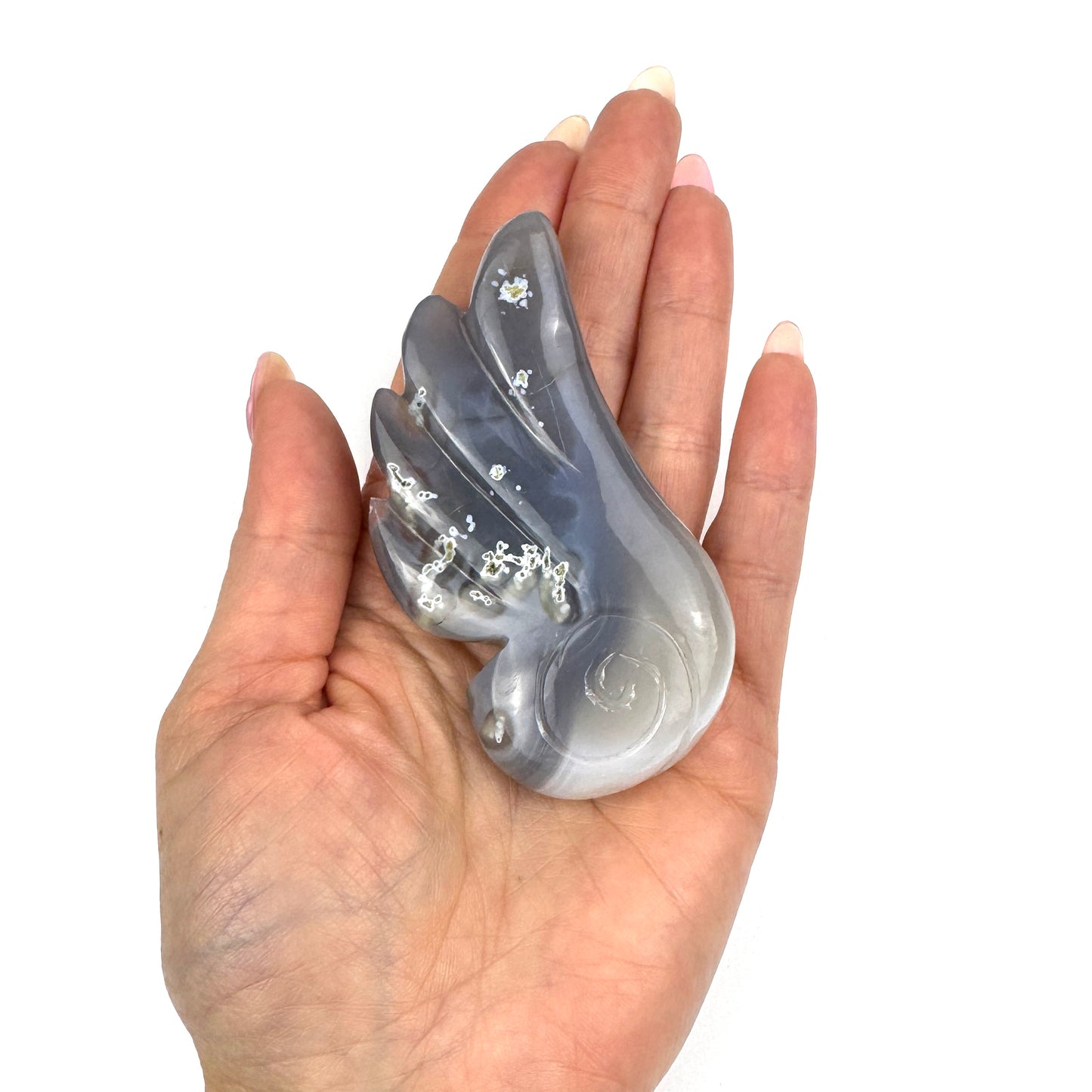 Master Carved Agate Angel Wing #999  3 1/2 x 1 3/4" - NC7660