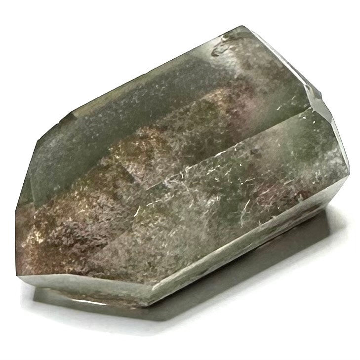 One of a Kind Green Lodolite with Phantoms and Rainbow Inclusions Tower Stone-1 1/4 x 3/4" (NC5734)