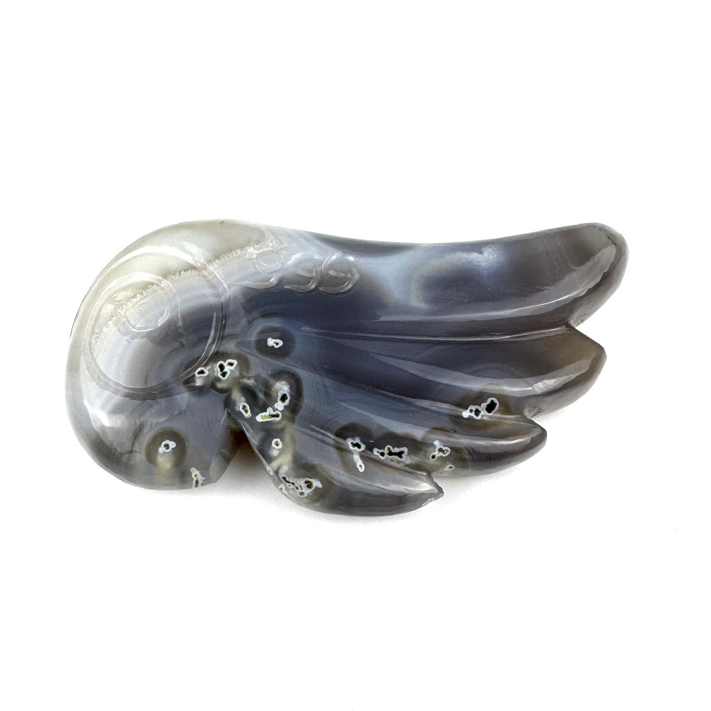 Master Carved Agate Angel Wing #999  3 1/2 x 1 3/4" - NC7660