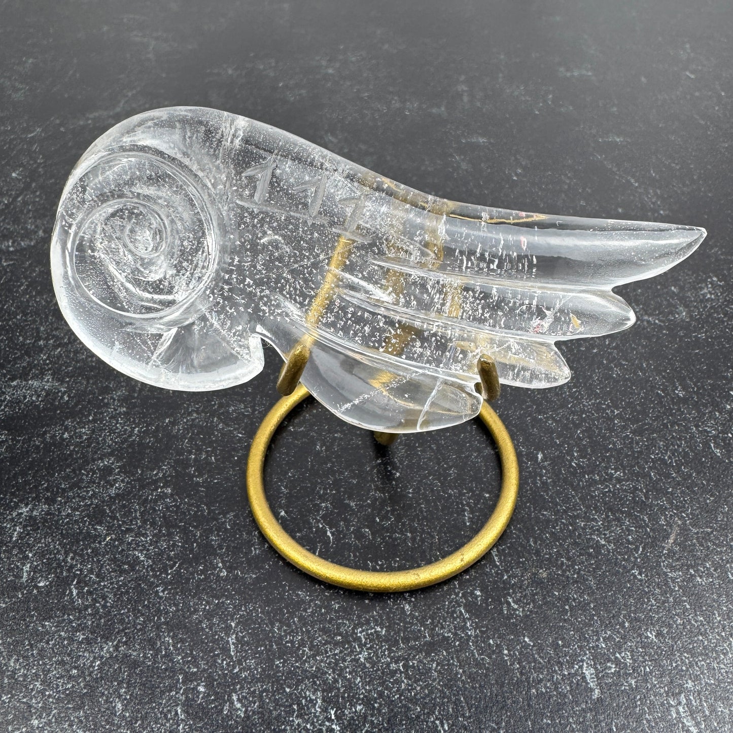 Master Carved Himalayan Quartz Angel Wing #111 3 1/4 x 1 1/2" - NC7663