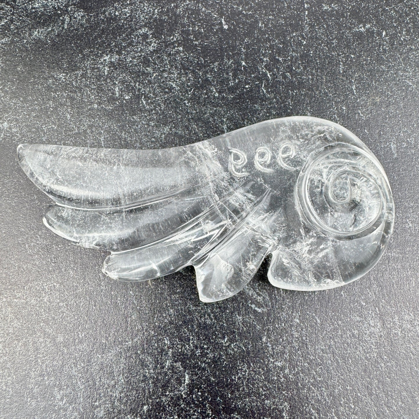 Master Carved Himalayan Quartz Angel Wing #999  4 x 1 3/4"  - NC7661