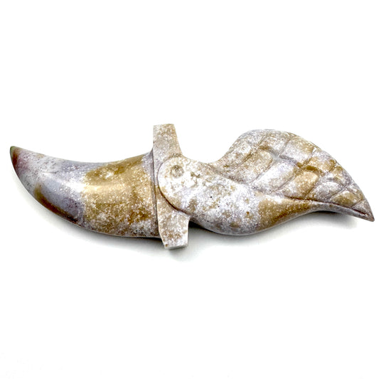 Master Carved Sea Jasper Angel #555 Cord Cutting Knife 6 x 2 x 3/4" NC7692