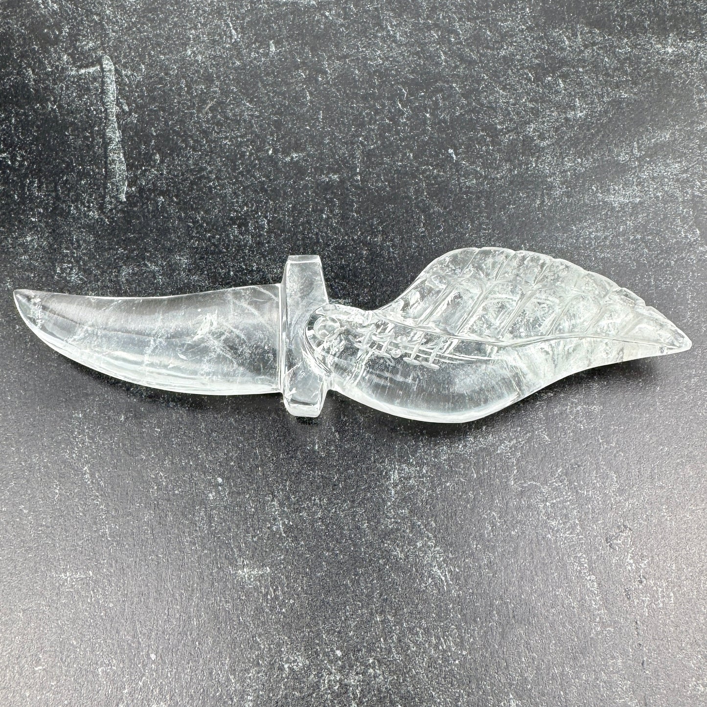 Master Carved Himalayan Quartz Angel #11:11 Cord Cutting Knife 6 1/2 x 1 3/4 x 3/4" NC7689