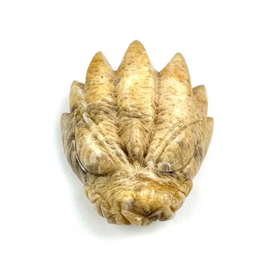 Master Carved Peach Moonstone Angel #666 Dragon Skull 2 x 2 1/4 x 3/4" NC7706