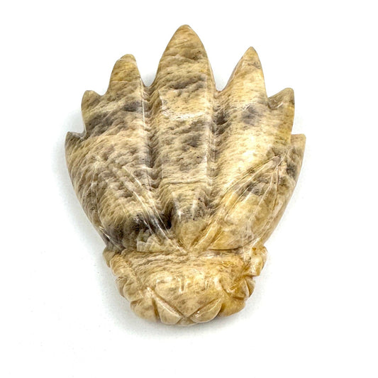 Master Carved Peach Moonstone Angel #777 Dragon Skull 2 x 2 1/2 x 1/2" NC7705