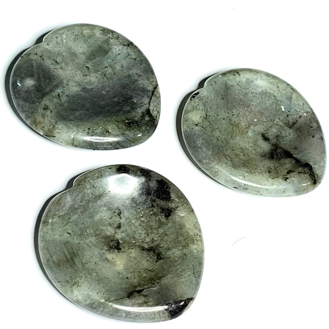 Labradorite Hand Carved Heart Worry Stones-40mm Avg. (NC4378)