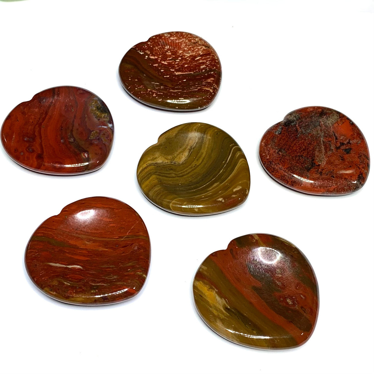 Ocean Jasper Hand Carved Heart Worry Stones-40mm Avg. (NC4373)