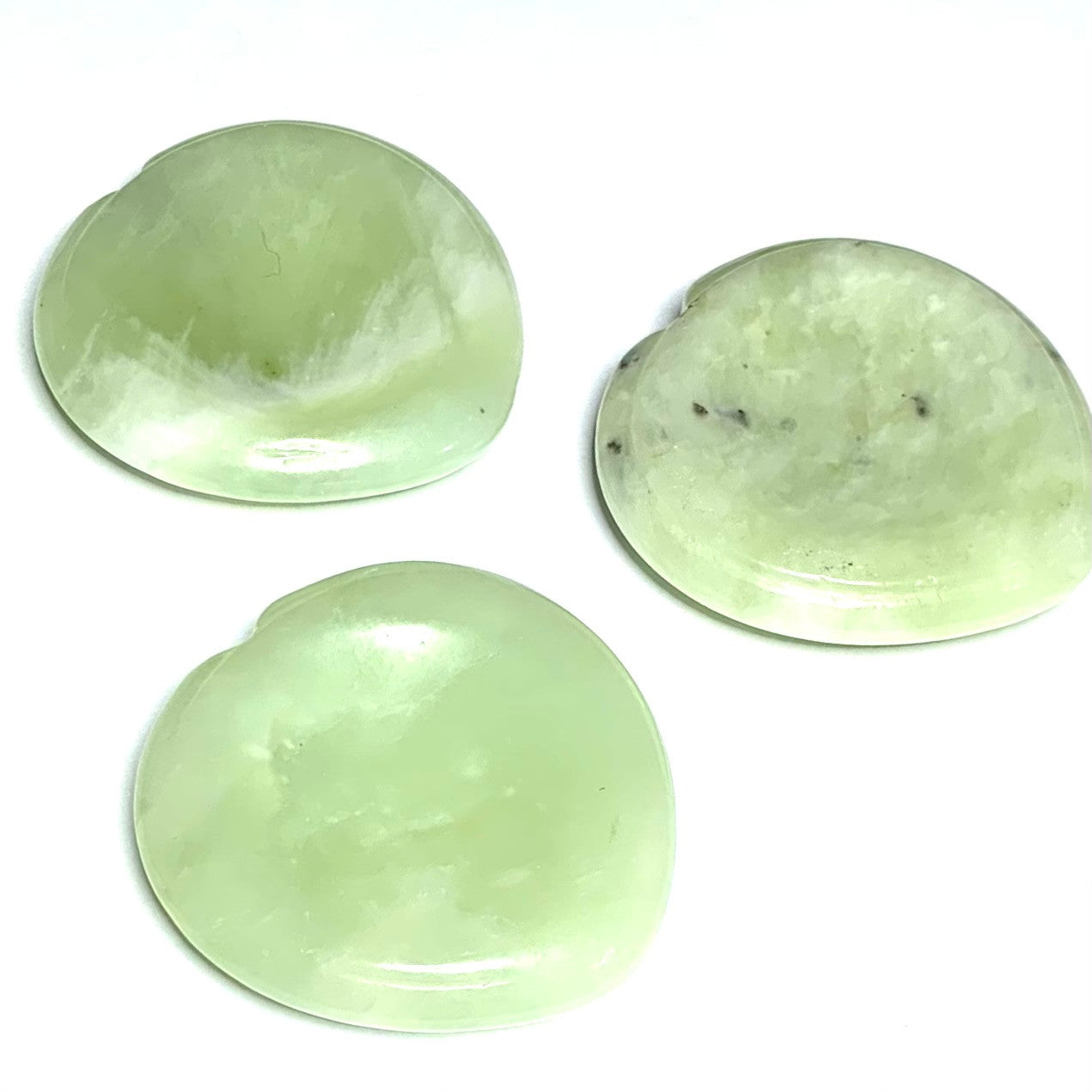 Jade Hand Carved Heart Worry Stones-40mm Avg. (NC4379)