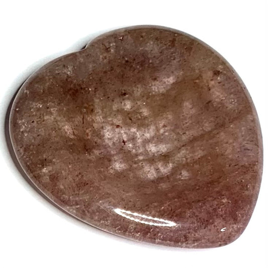 Strawberry Quartz Hand Carved Heart Worry Stones-40mm Avg. (NC4376)