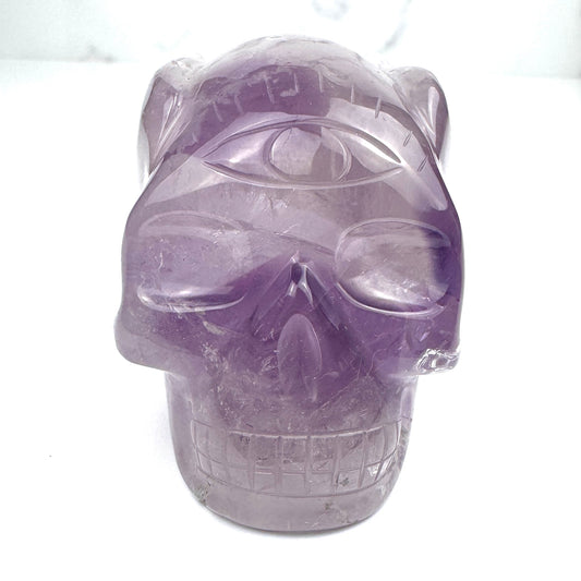 Master Carved Amethyst Angel Skull #222 - 2 x 3 x 2" NC7642