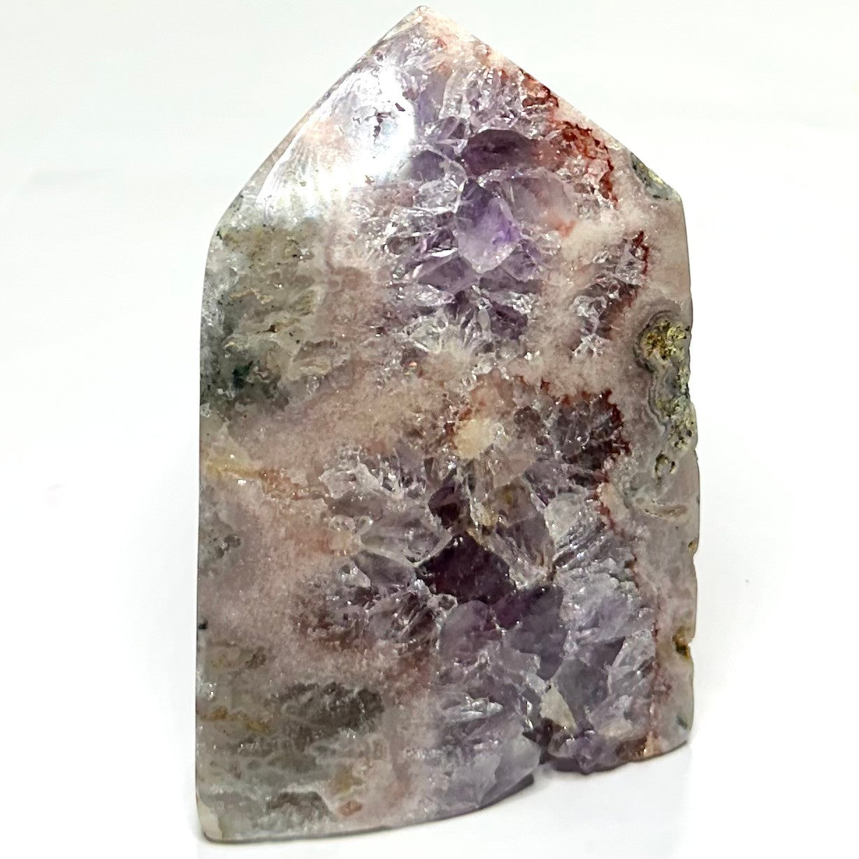 One of a Kind Pink Amethyst with Rainbows and Druzy Stone Tower-4 1/2 x 3"-NC7168