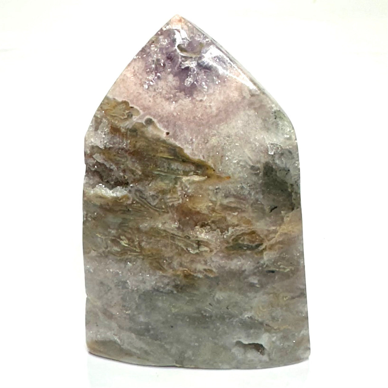 One of a Kind Pink Amethyst with Rainbows and Druzy Stone Tower-4 1/2 x 3"-NC7168