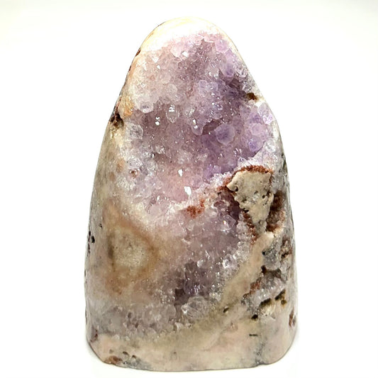 One of a Kind Pink Amethyst with Rainbows and Druzy Cluster Stone Tower-5 x 3 1/4"-NC7169