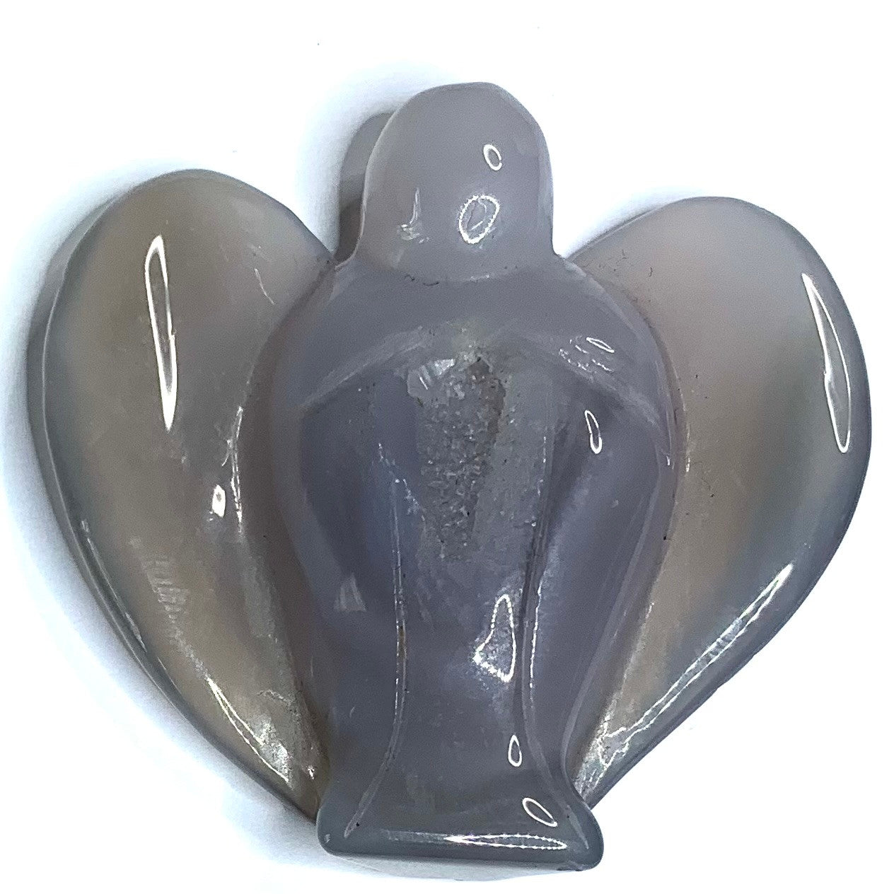 One of a Kind Hand Carved Agate Druzy Angel Stone-2 1/4 x 2 1/4" (NC4422)