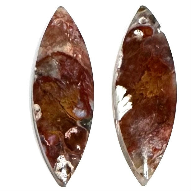 One of a Kind Plume Agate Earring/Pendant Pair-31 x 10mm (SP5848)