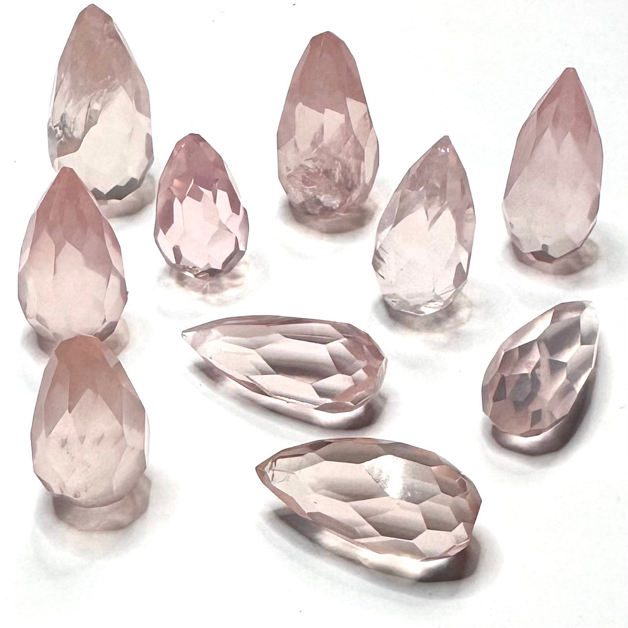 Rose Quartz Faceted Briolettes-22 x 10mm Avg.-NC7190