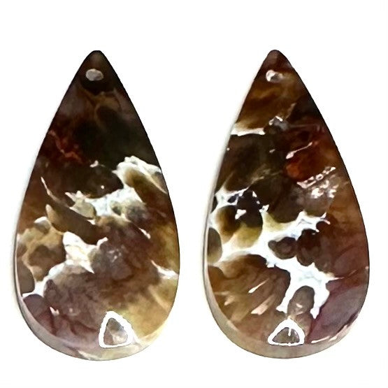 One of a Kind Plume Agate Earring/Pendant Pair-29 x 15mm (SP5859)