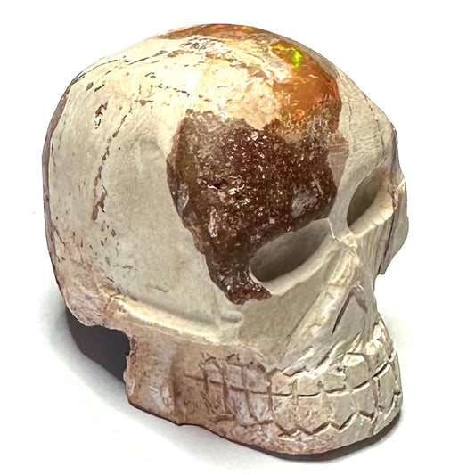 One of a Kind Mexican Fire Opal Carved Skull-11 1/4 x 1"-NC7193