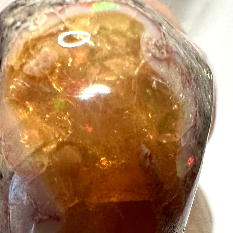 One of a Kind Mexican Fire Opal carved Skull-1 x 1/2"-NC7192