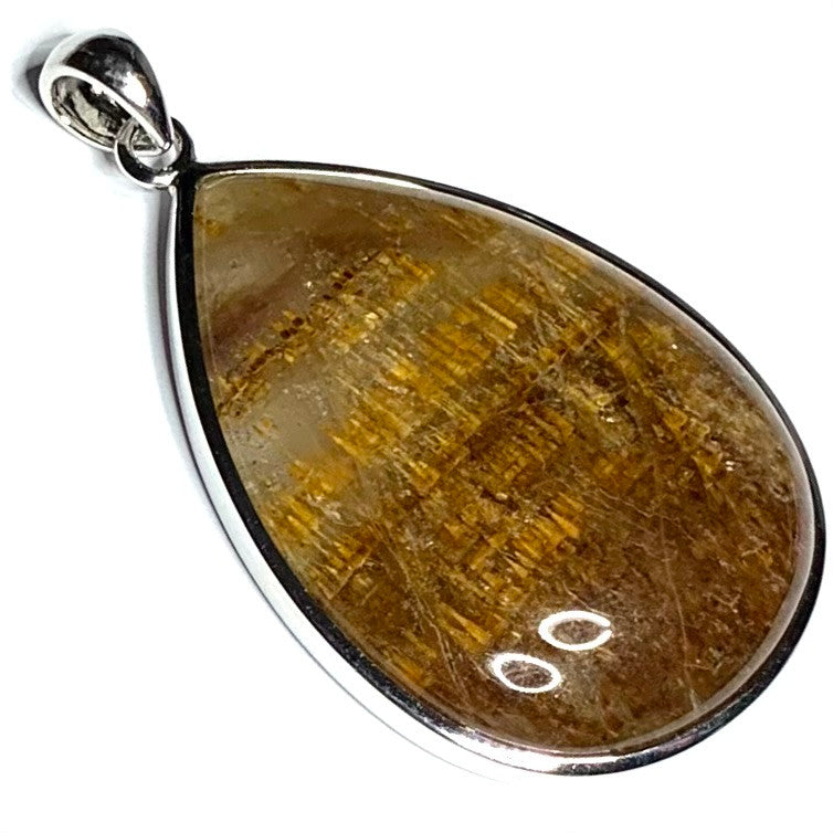 Amethyst Cacoxenite and Sterling Silver Pear Shaped Pendants-A+ Grade-40mm Avg. (SP4443)