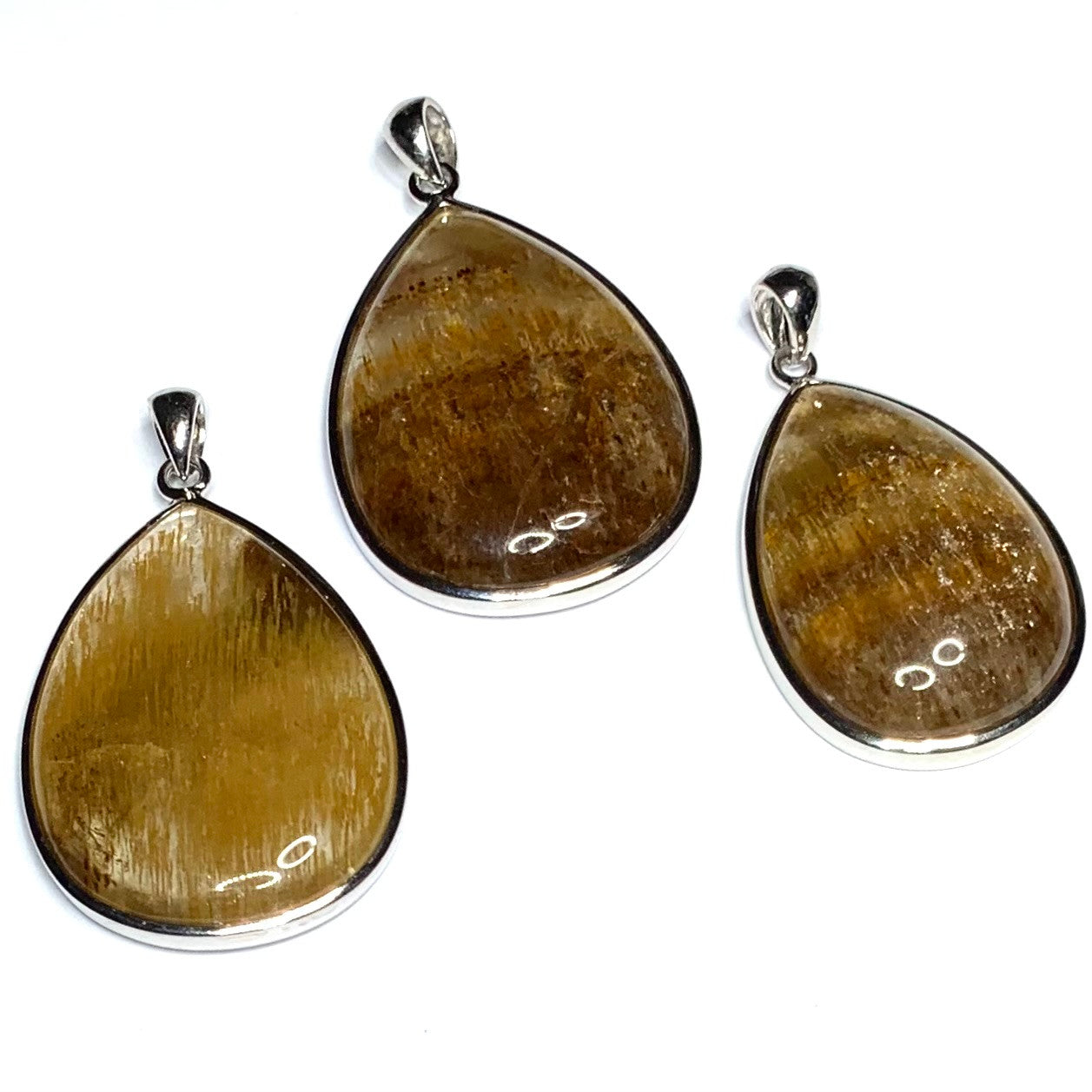 Amethyst Cacoxenite and Sterling Silver Pear Shaped Pendants-A+ Grade-40mm Avg. (SP4443)
