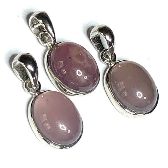 Purple Chalcedony and Sterling Silver Oval Pendants-A Grade-10 x 8mm (SP4446)