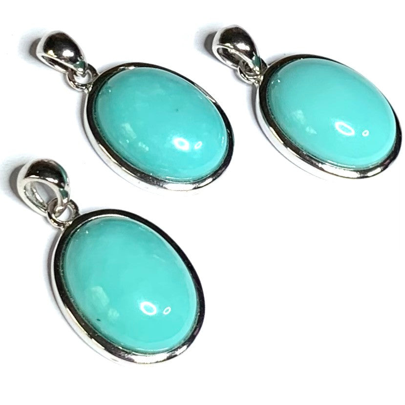 Turquoise and Sterling Silver Oval Pendants-16 x 12mm (SP4444)