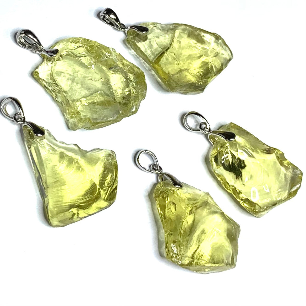 Freeform Lemon Quartz and Sterling Silver Pendants-24 x 20mm Avg.-A+ Grade (SP4445)