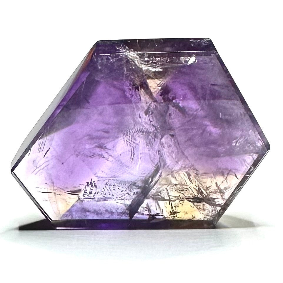 One of a Kind Ametrine with Rainbow Inclusions Freeform Polished Stone-49 x 44mm (NC5877)